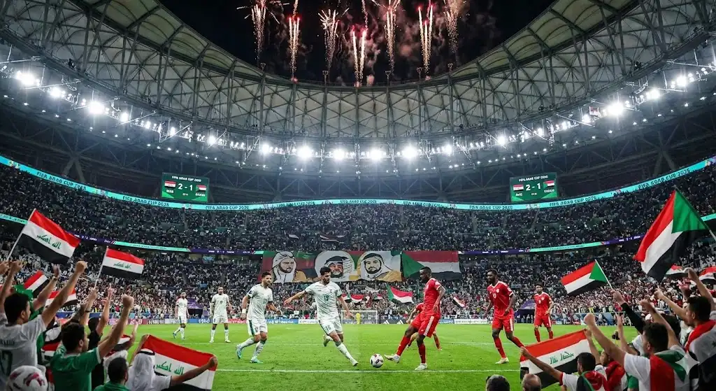 تردد القنوات المفتوحة الناقلة لمباراة العراق والسودان في كأس العرب 2025.. الموعد والتفاصيل