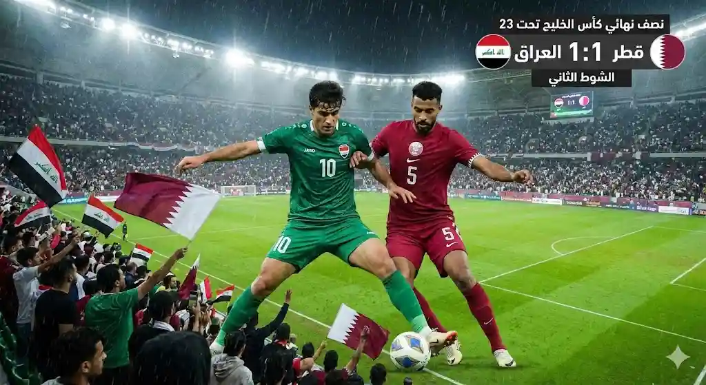 مباراة العراق وقطر في نصف نهائي كأس الخليج تحت 23