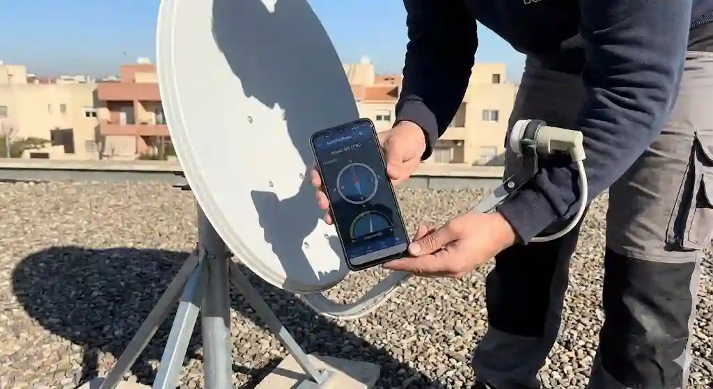 ضبط اتجاه طبق الستالايت على قمر "نايل سات" باستخدام الهاتف وتطبيق