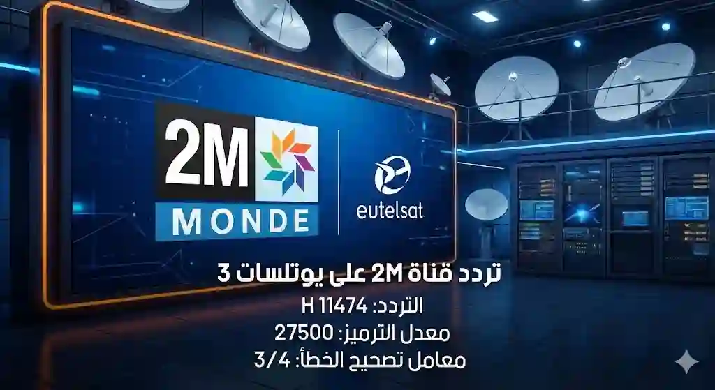تردد قناة 2m على يوتلسات 3